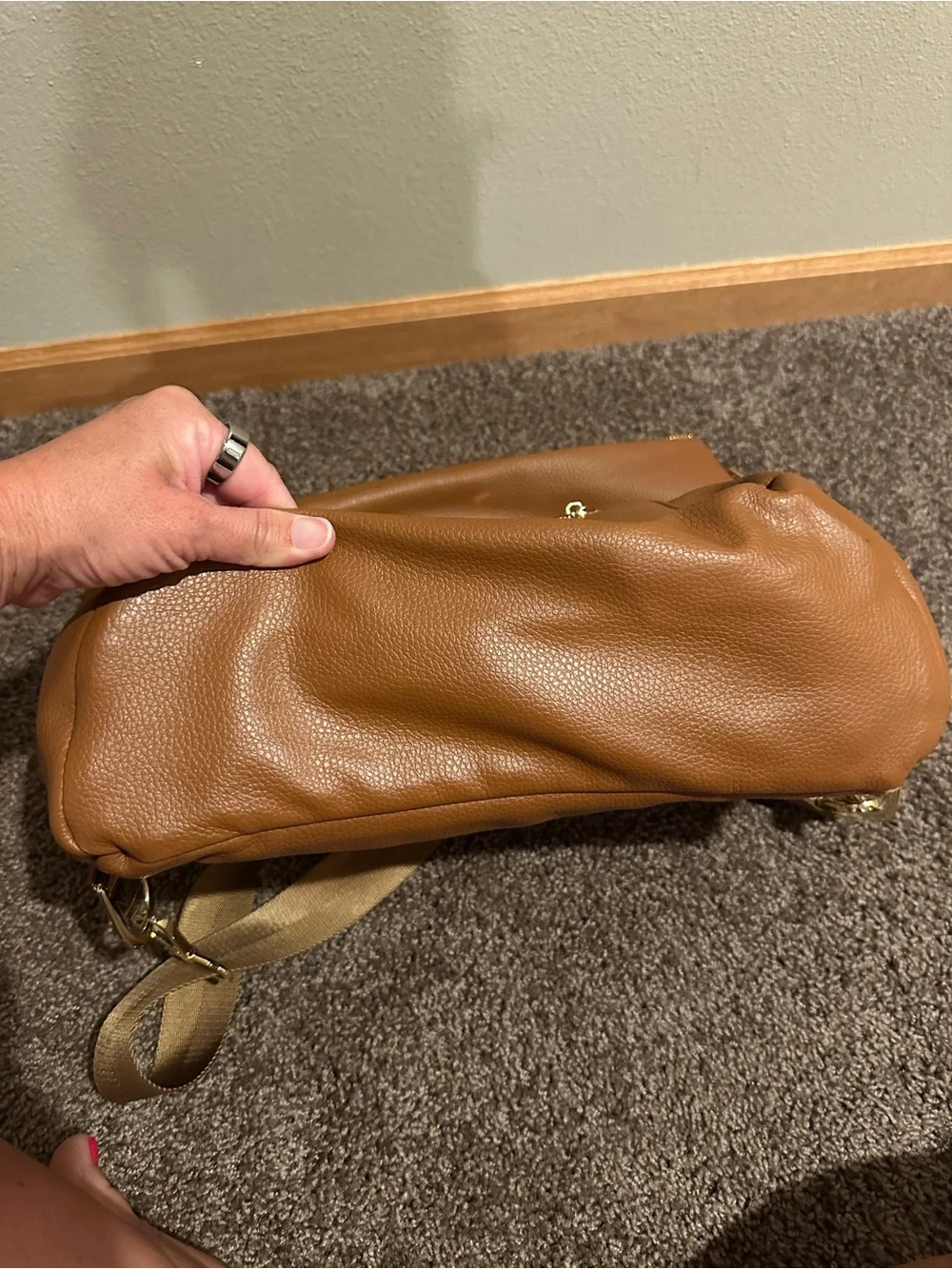 Fawn Design Cognac Baby Bag Backpack with Gold Hardware